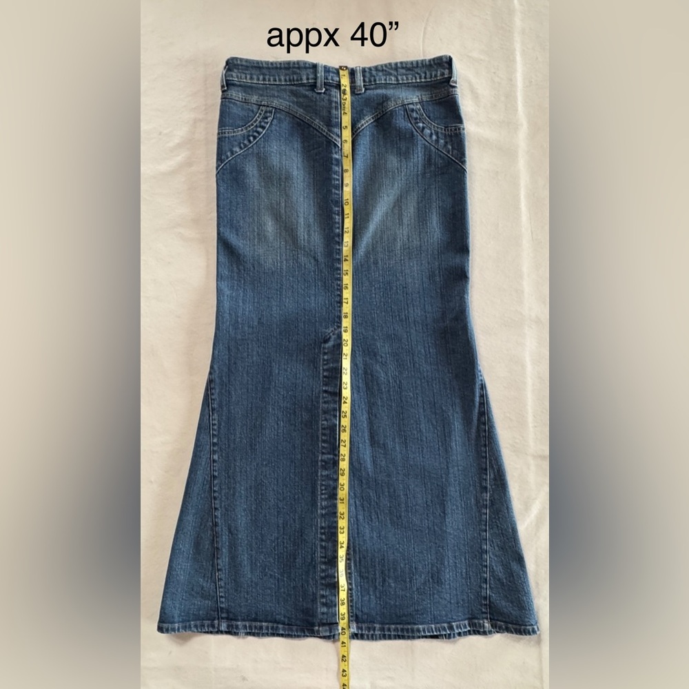 Mermaid Denim Blue Asphalt Maxi Skirt (9) - Picture 9 of 12